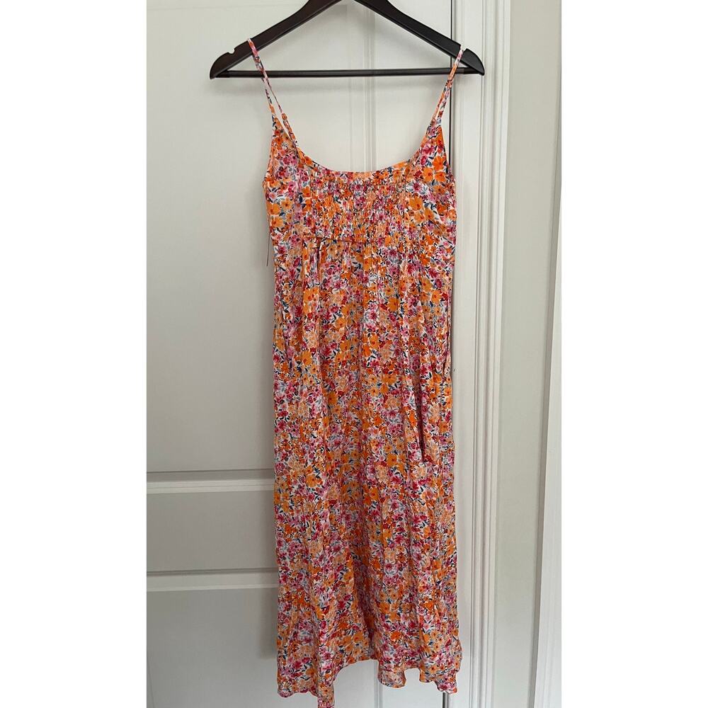 Old navy pink orange floral cami midi dress Sz. S cottage fairy NWT - Picture 2 of 8